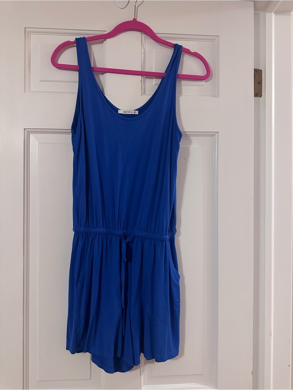 ReoRia Cobalt Blue Sleeveless Drawstring Romper